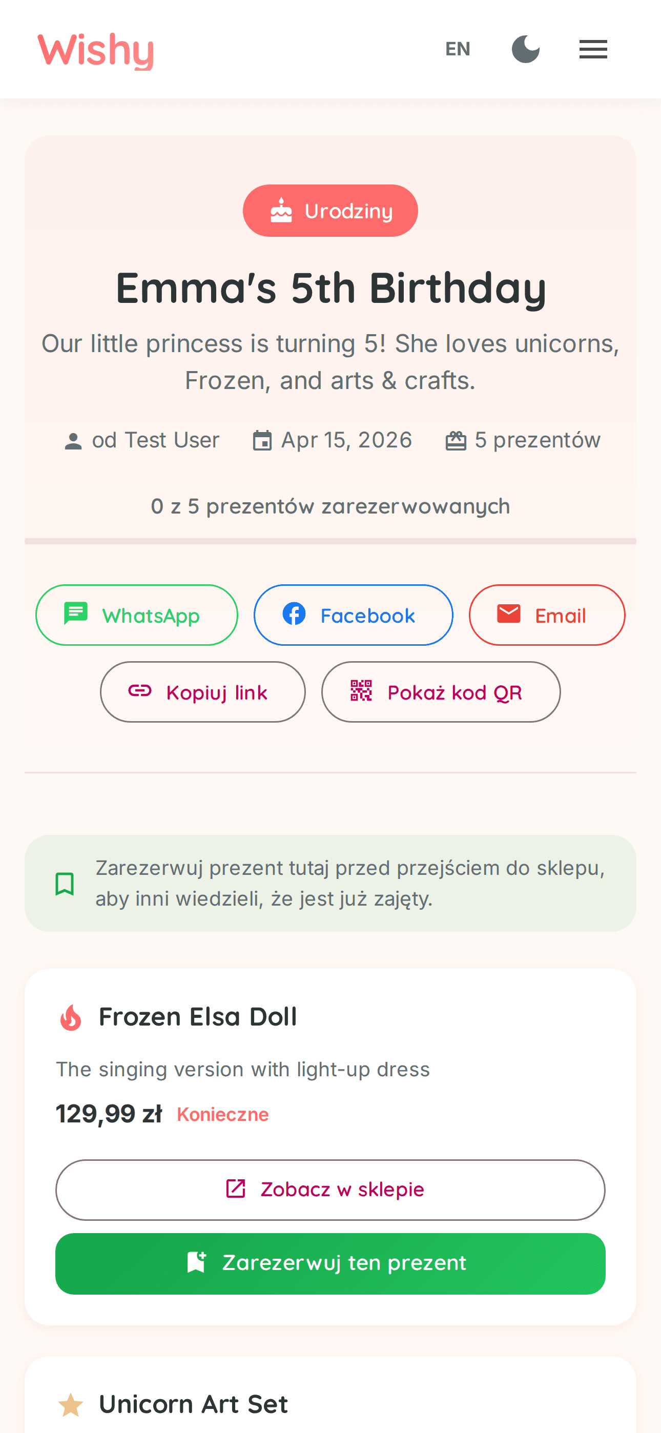 Wishy — mobile
